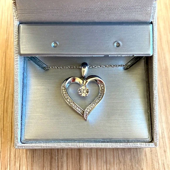 Zales Diamond Accent Heart Pendant Necklace in Sterling Silver